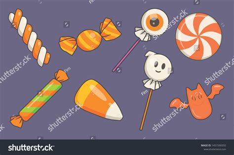 Collection Traditional Vector Cartoon Halloween Candy Stock Vector (Royalty Free) 1451599355 ...