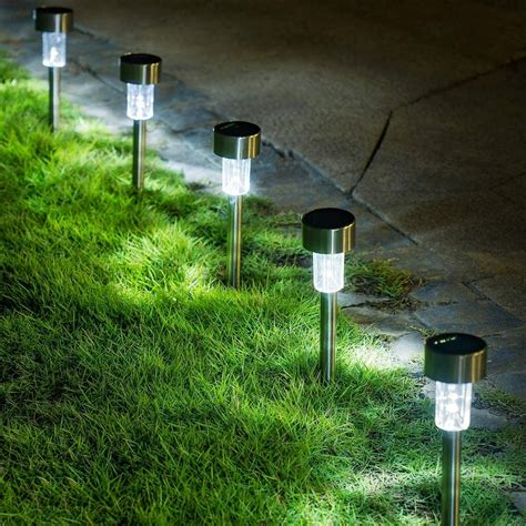 MLADEN 12 Pcs Solar Lights, Stainless Steel Outdoor Path Lights ...