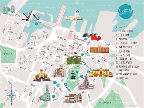 Auckland walking tour map - Auckland city walks map (New Zealand)