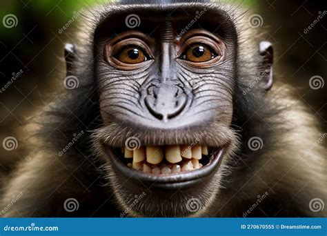 Funny Closeup of Monkey Face with Toothy Smile Stock Illustration - Illustration of monkey ...