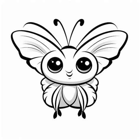 Premium AI Image | Puss Moth kids drawing cute angel flat coloring book kawaii line art