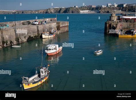 Newquay Harbour with Fishing Boats, Cornwall. UK Stock Photo - Alamy