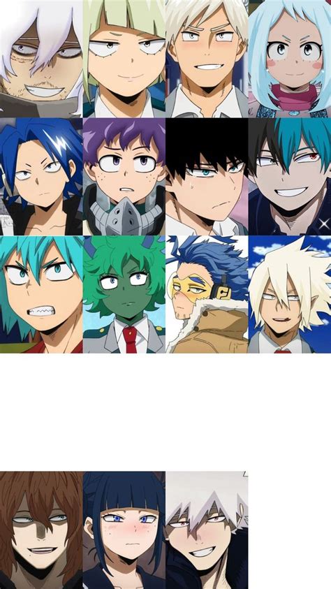 many different anime characters are shown in the same image, each with different hair colors