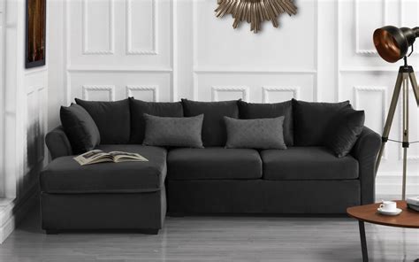 Classic L-Shape Couch Large Velvet Sectional Sofa with Extra Wide ...