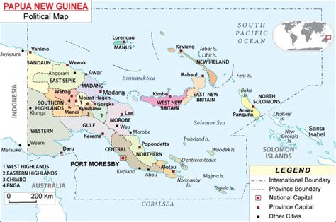 Papua new guinea political map - Map of papua new guinea provinces (Melanesia - Oceania)