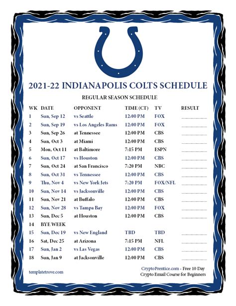 Colts Schedule 2024-24 - Legra Natalee