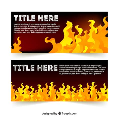 Flat design fire banner Vector | Free Download