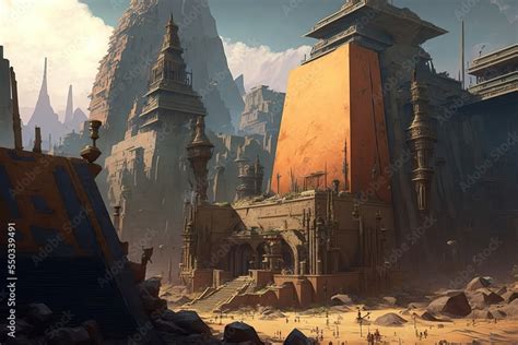 Futuristic Egypt. Sci-fi. Pyramid. Golden futuristic city. concept art ...