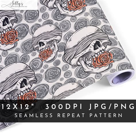 Skull Seamless Pattern for Fabric, Skulls Background, Skull Pattern, Halloween Pattern, Mystical ...