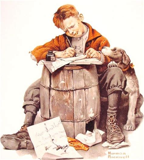 Little boy writing a letter, 1920 - Norman Rockwell - WikiArt.org