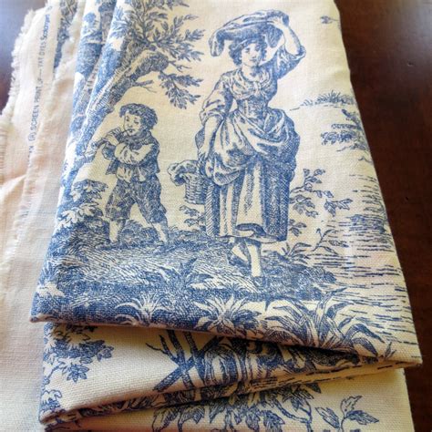 Waverly Fabric Blue White Toile Country Life Country by mshedgehog