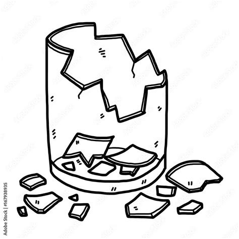 cracked glass / cartoon vector and illustration, black and white, hand drawn, sketch style ...