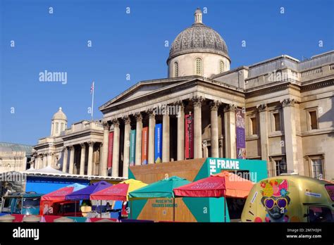 Summer on the Square art festival at National Gallery, Trafalgar Square, August 2022, London ...