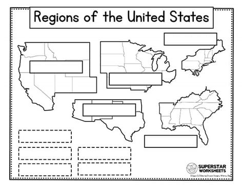 USA Map Worksheets - Superstar Worksheets