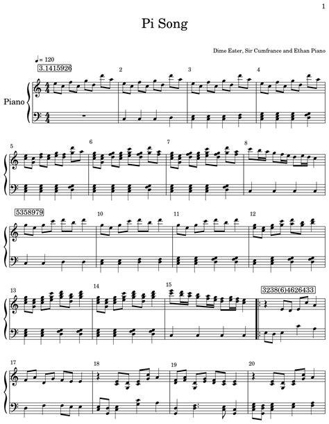 Pi Song - Sheet music for Piano