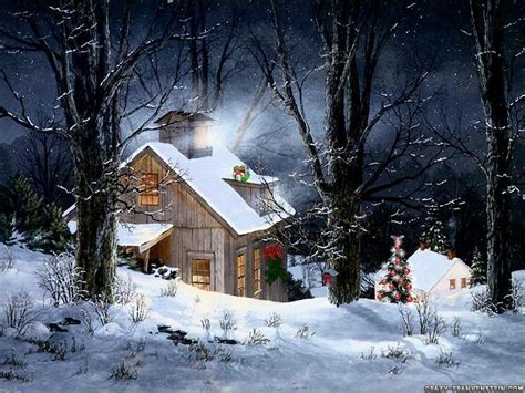 Snowy Cabin - Christmas Wallpaper (9514019) - Fanpop