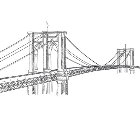 Hand Drawn Brooklyn Bridge Vector Art & Graphics | freevector.com