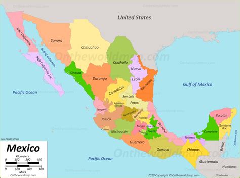 Printable Map Of Mexico States