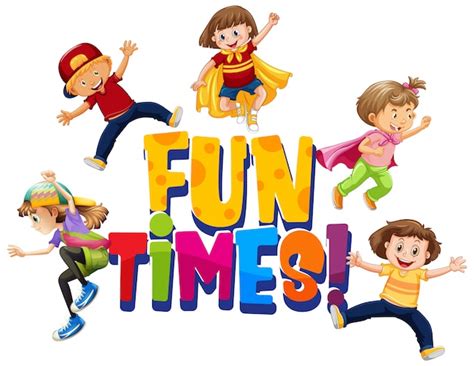 Free Vector | Font design for word fun times with happy children