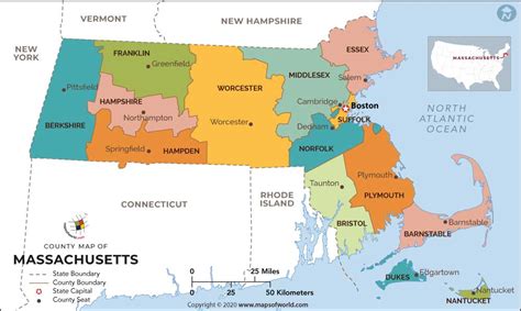 Map Of Massachusetts Counties - Blank North America Map