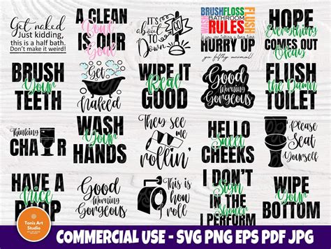 Funny Bathroom SVG Bundle, Toilet Signs Svg Bundle By TonisArtStudio | TheHungryJPEG