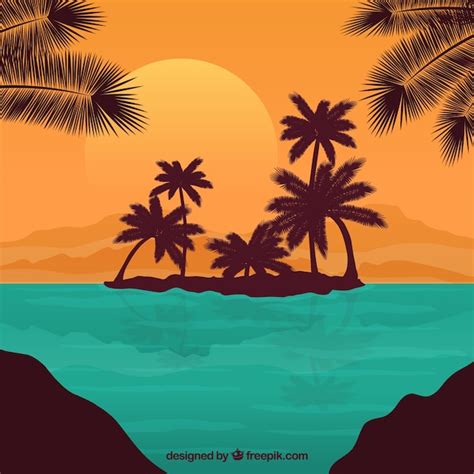 Tropical island background Vector | Free Download