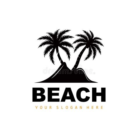 Coconut Tree Logo with Beach Atmosphere, Beach Plant Vector, Sunset ...