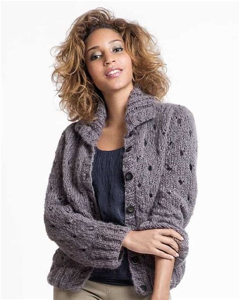 Free Knitting Pattern for a Mohair Eyelet Cardigan - Knitting Bee