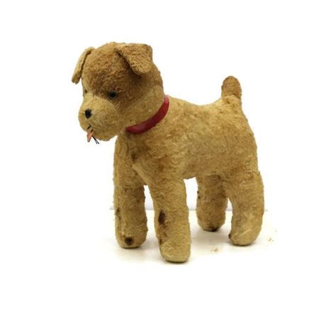 Stuffed Dog Toy. Antique Stuffed Toy. Wood Wool por LeBonheurDuJour