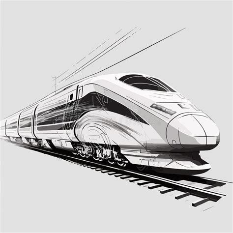 Outline Drawing Diagram of Hi-technology High Speed Train Railroad Over ...