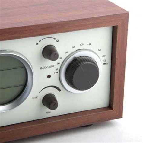 Digital Alarm Clock FM Radio Retro Vintage White Imitation Wood