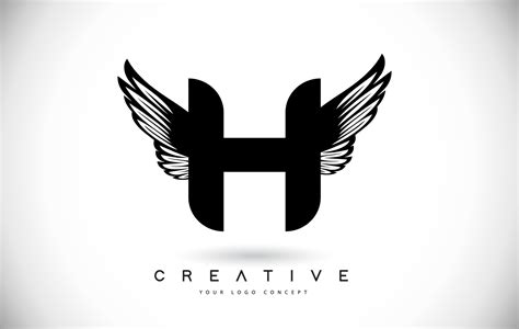 H Letter Logo with Wings. Creative Wing Letter H Logo icon Design Vector 4887085 Vector Art at ...