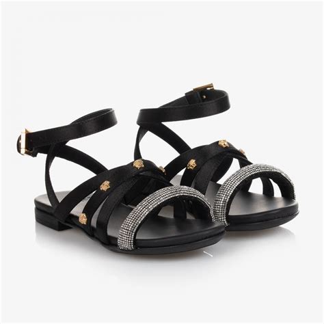 Versace - Black Leather Medusa Sandals | Childrensalon Outlet