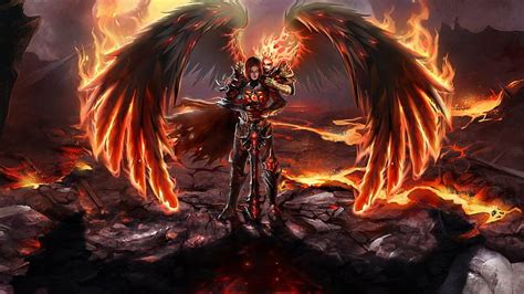 1284x2778px | free download | HD wallpaper: 1920x1080, angel, art, arts, fallen, fire, hell ...