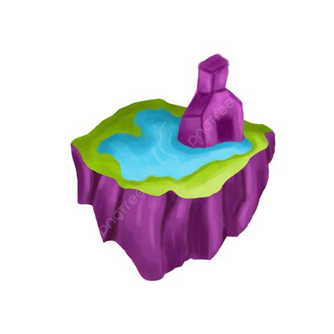 Purple Island Clipart Vector, Cartoon Purple Stone Isometric Island ...