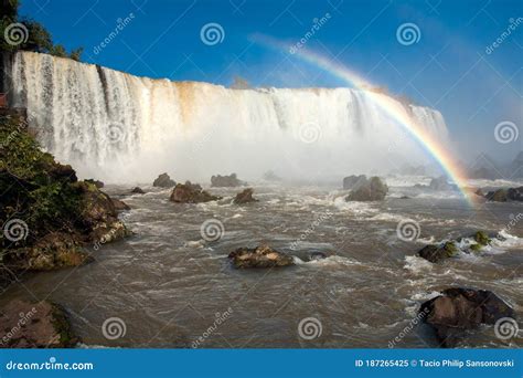 Rainbow in Iguazu Falls National Park Stock Image - Image of park ...