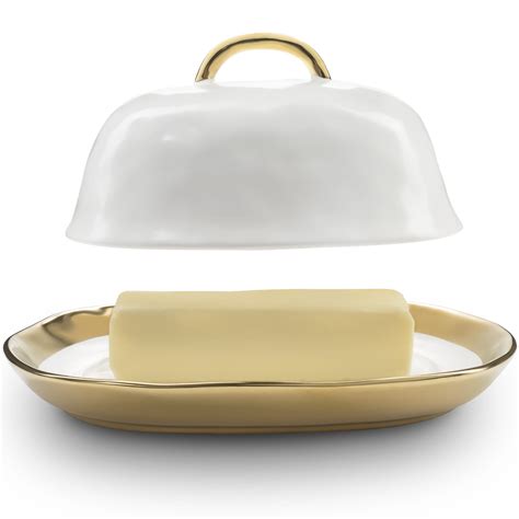 Bezrat Porcelain Ceramic Covered Butter Dish with Lid and Handle - Dishwasher Safe - Walmart.com ...