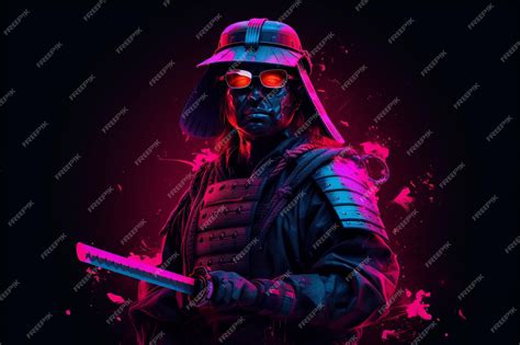 Premium AI Image | Cyberpunk samurai with neon color