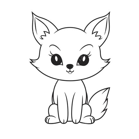 Cute Cartoon Fox Coloring Page Free Printable Coloring Pages Of Cartoons And Cats Outline Sketch ...