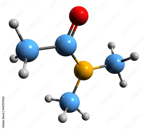 3D image of Dimethylacetamide skeletal formula - molecular chemical structure of polar solvent ...