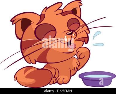 cat drinking milk cartoon illustration Stock Photo: 103052008 - Alamy