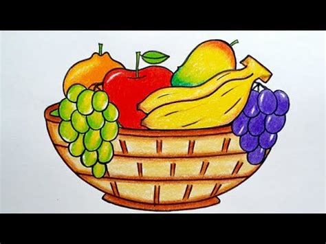 How to Draw Fruit Basket Easy Step by Step || Fruit Bowl Drawing || Fruit Basket Drawing.. - YouTube