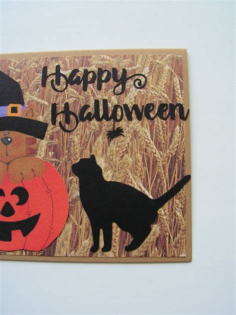 Halloween Card Halloween Cat Card Happy Halloween Card - Etsy