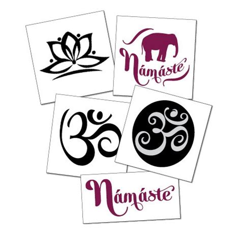 Yoga Temporary Tattoo Set 5 Designs 10 total tattoos Aum | Etsy