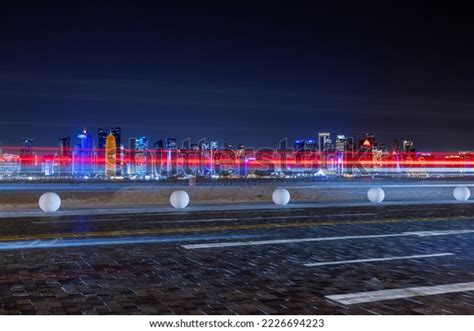 Doha Corniche Skyline Night View 14112022 Stock Photo 2226694223 ...