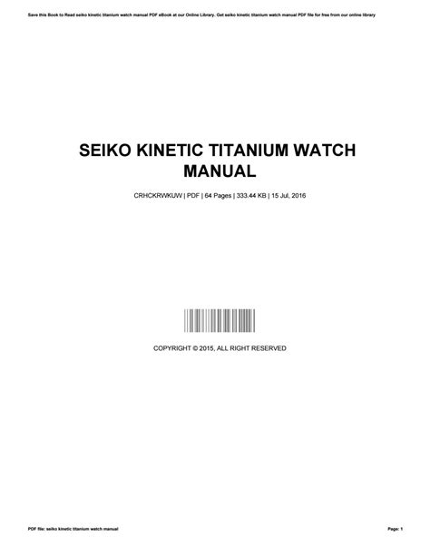 Seiko kinetic titanium watch manual by RobertHurst3618 - Issuu