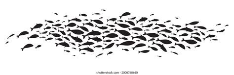 Silhouette Large School Fish Vector Illustration Stock Vector (Royalty ...