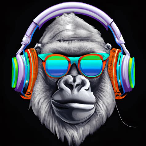 Abstract Monkey Wearing Headphones Illustration · Creative Fabrica