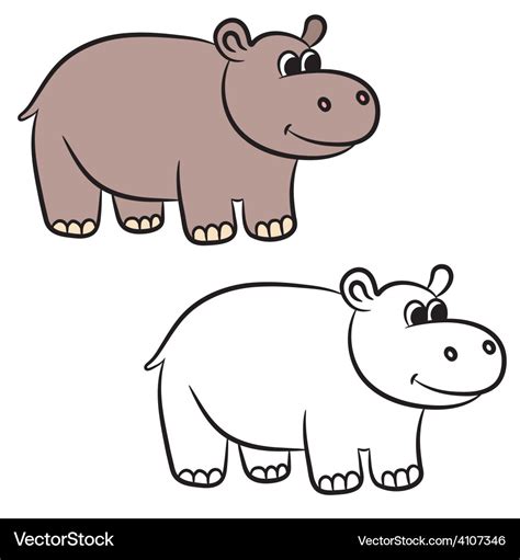 Hippo coloring book Royalty Free Vector Image - VectorStock