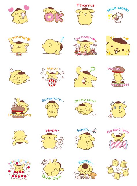 Pompompurin's Chowtime | Free printable planner stickers kawaii, Line sticker, Cute doodles drawings